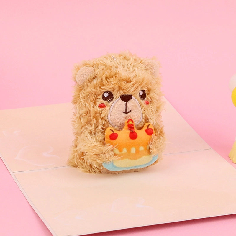 3D pop-up teddy bear birthday card with birthday cake