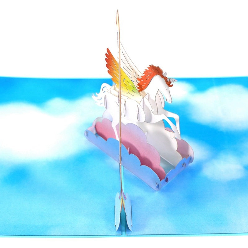 Magical unicorn pop up birthday card front view