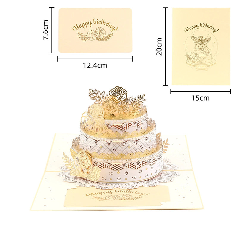 3D birthday cake pop-up card size and design details
