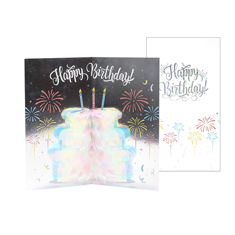 3D pop-up birthday cake greeting card with Happy Birthday message