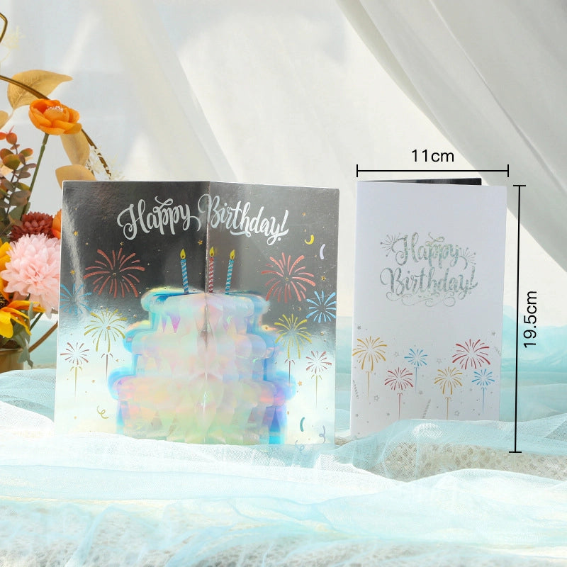 Holographic 3D birthday pop-up card size and envelope details