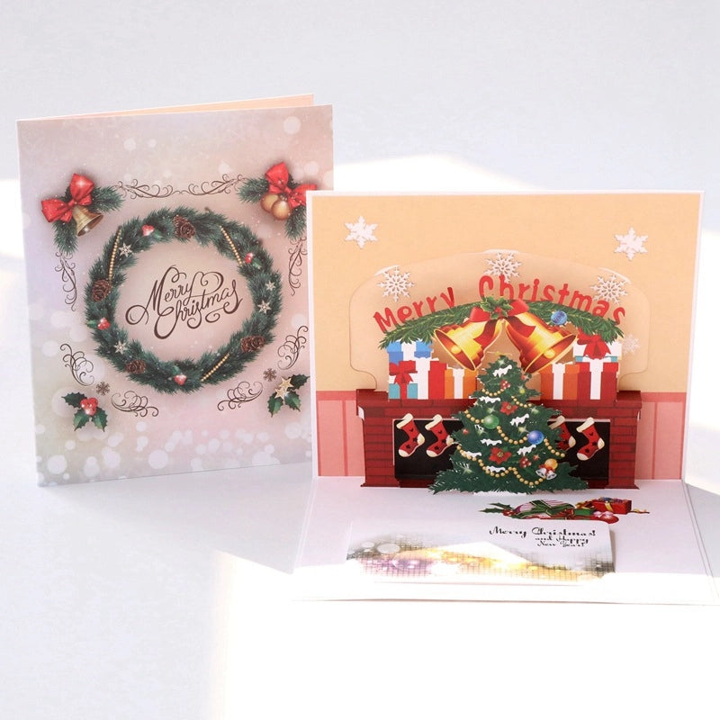 Detailed 3D pop-up Christmas greeting card for family and friends