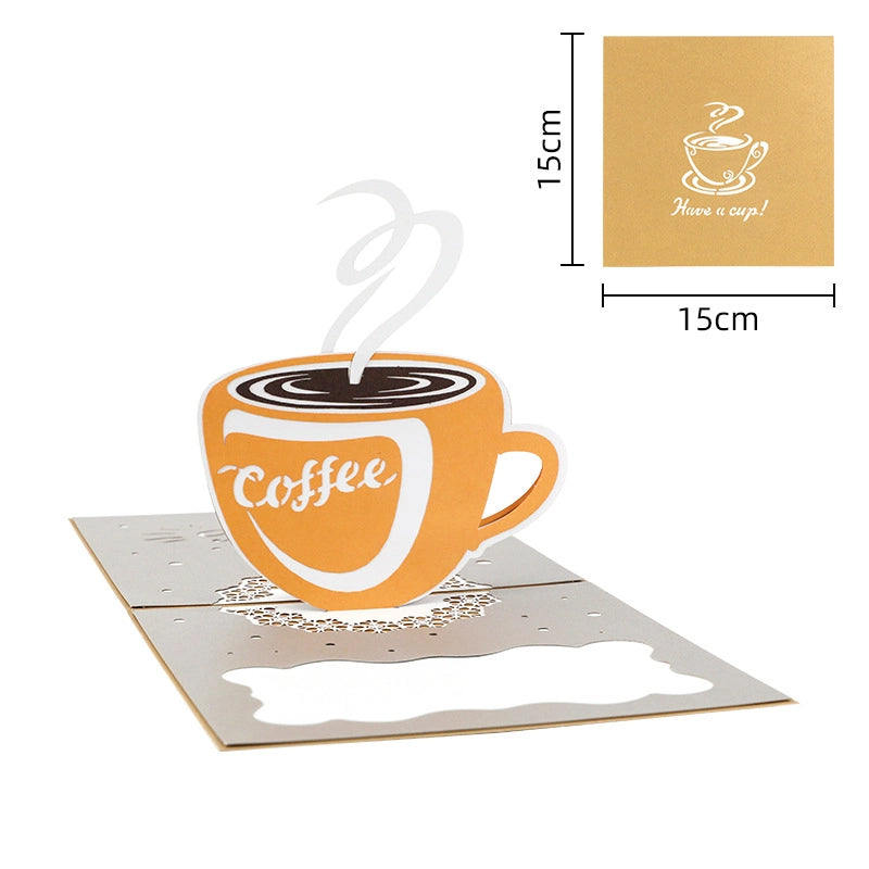 Side view showing the dimension of the pop-up coffee cup structure inside the card.
