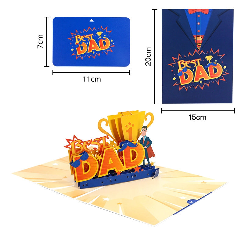 Best Dad pop up card size and dimensions 15 x 20 cm