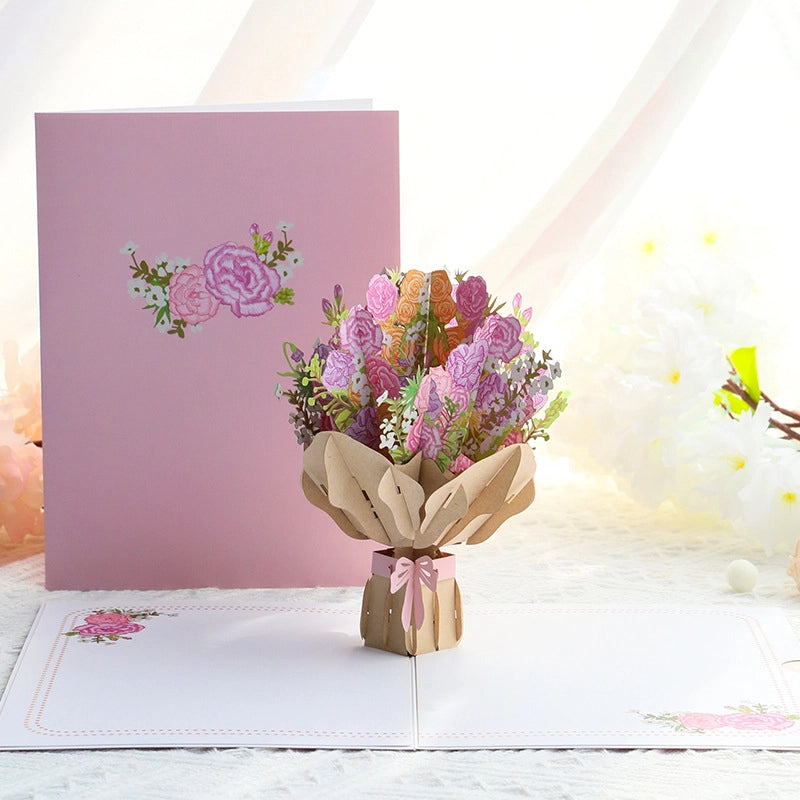 3D flower bouquet pop up greeting card