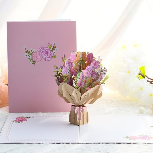 3D flower bouquet pop up greeting card