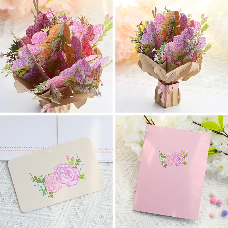 Detailed flower bouquet 3D pop up greeting card