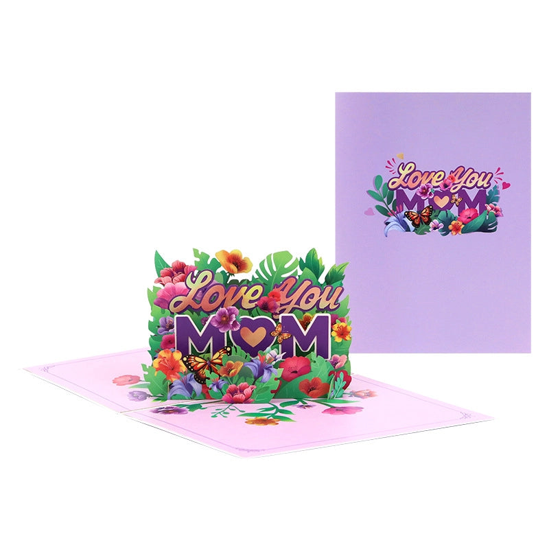 3D flower bouquet greeting card with hydrangeas and floral arrangement