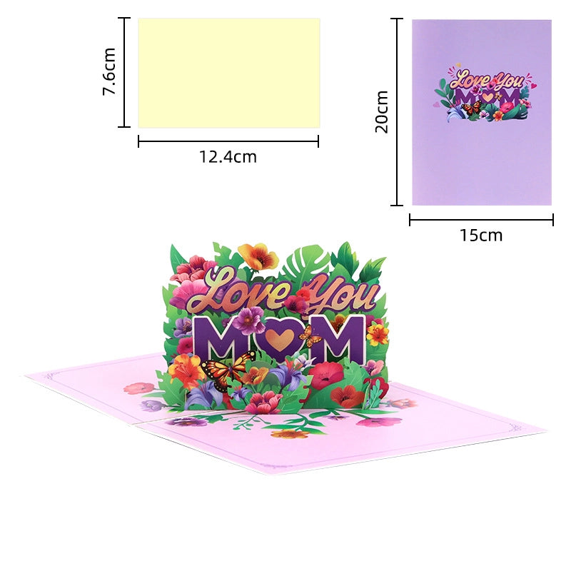 3D pop-up hydrangea card size and folded card design