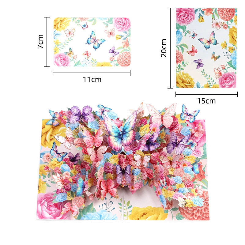 3D butterfly flower birthday card size 20 x 15 cm