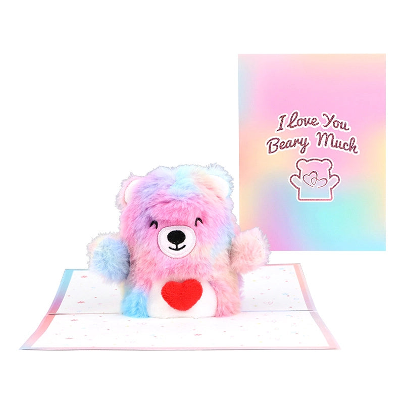 3D pop-up teddy bear card with heart and love message