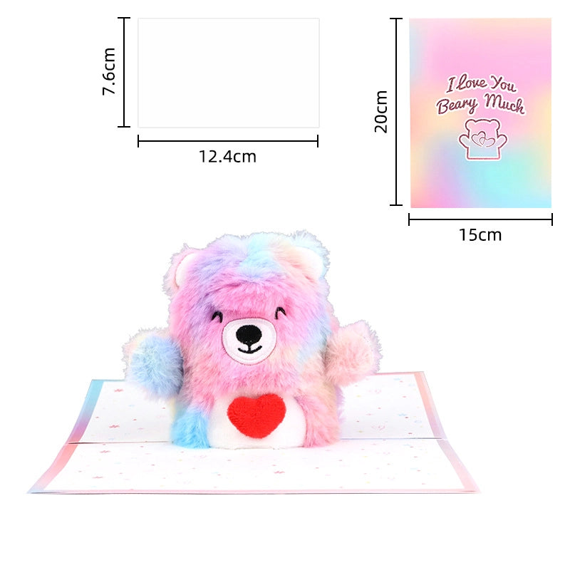 3D teddy bear pop-up card size and product details