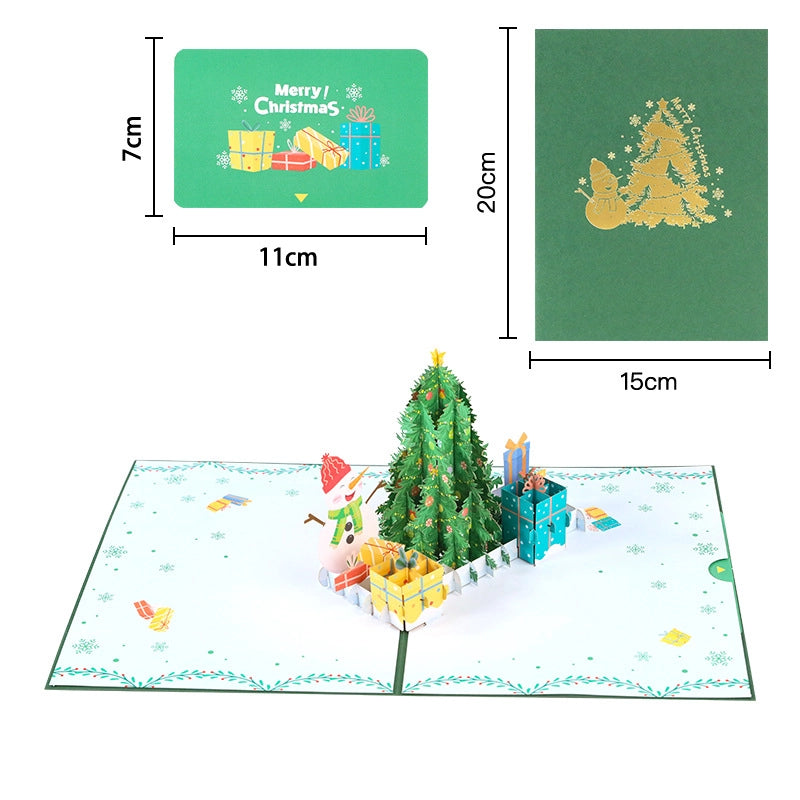 Christmas 3D pop-up card dimensions 15 by 20 cm with message insert