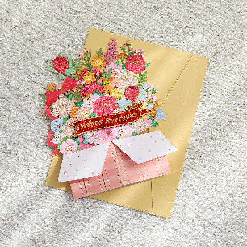 Flower bouquet pop up card for Mom with envelope