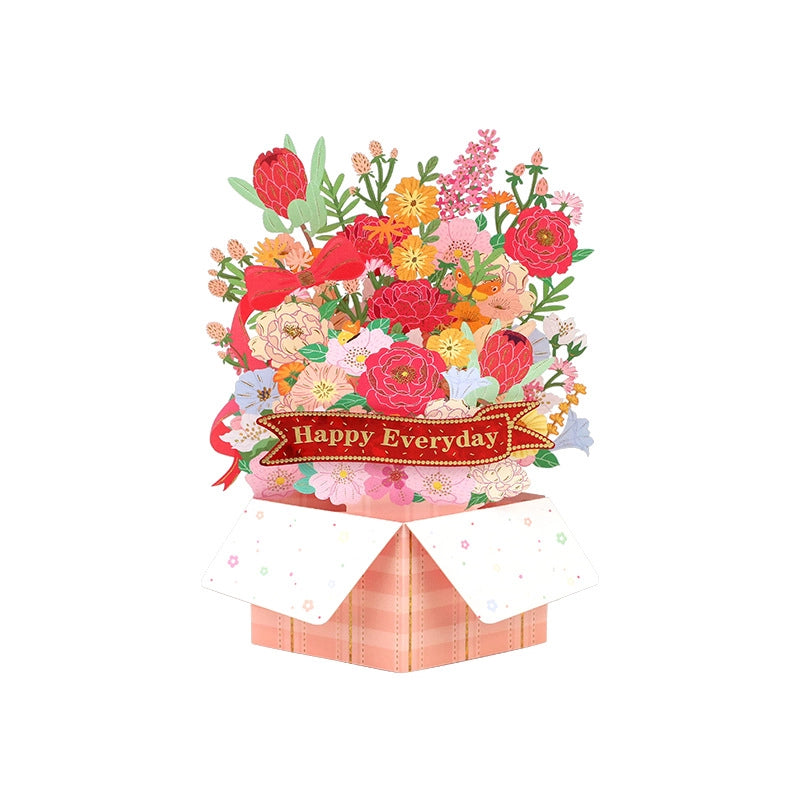 Colorful 3D flower bouquet greeting card for Mom