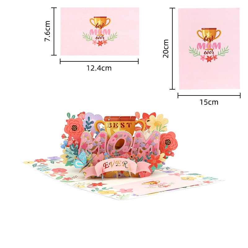 3D flower bouquet pop up card dimensions