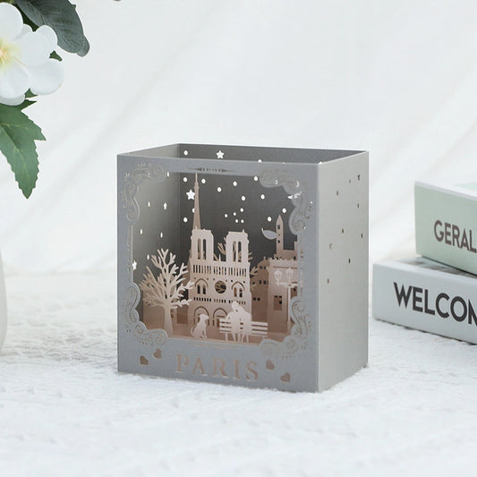 Paris 3D pop-up card featuring Eiffel Tower cityscape