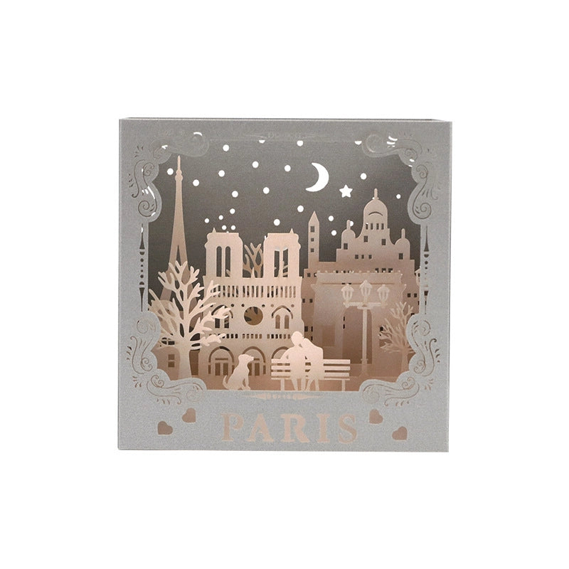 Paris Eiffel Tower 3D pop-up greeting card front view