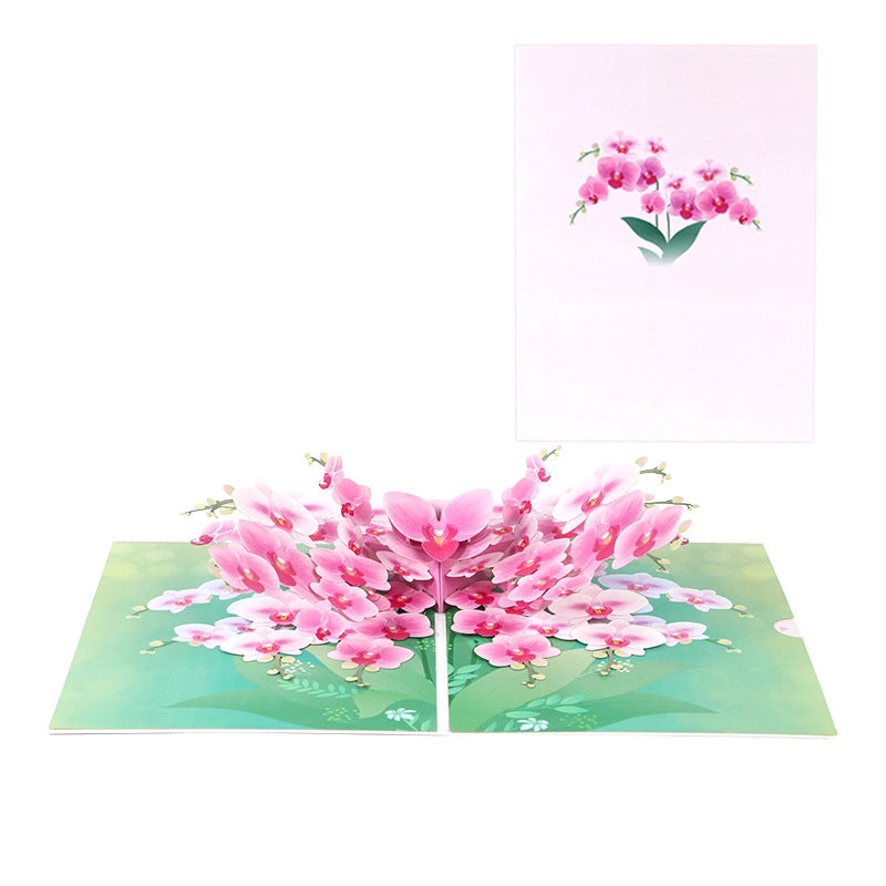 Elegant floral greeting card with envelope standing upright