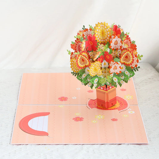 Detailed view of the 3D paper flower arrangement with chrysanthemums and daisies