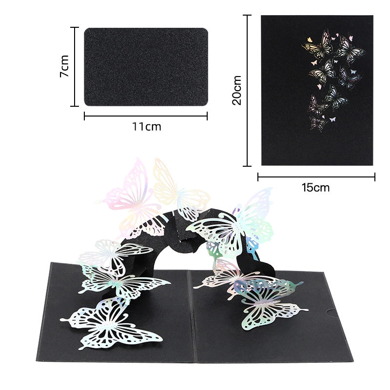 Butterfly 3D pop-up greeting card size and paper art details